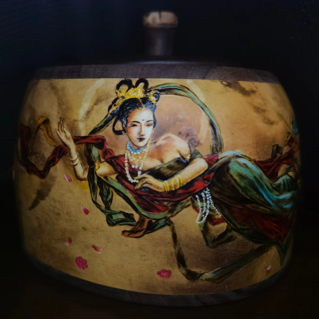 烙画针刺压花葫芦茶叶罐敦煌飞天