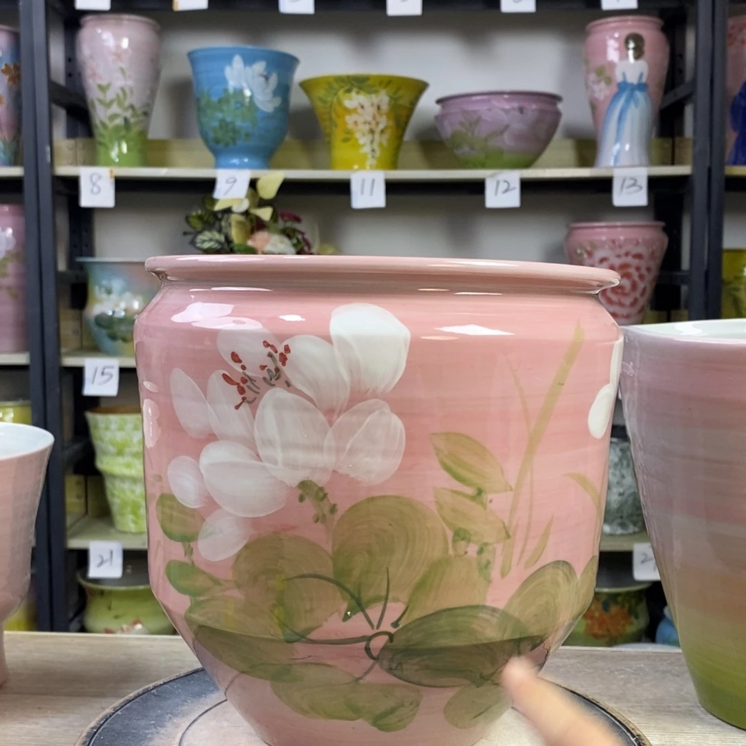 景德镇手工手绘陶瓷花盆