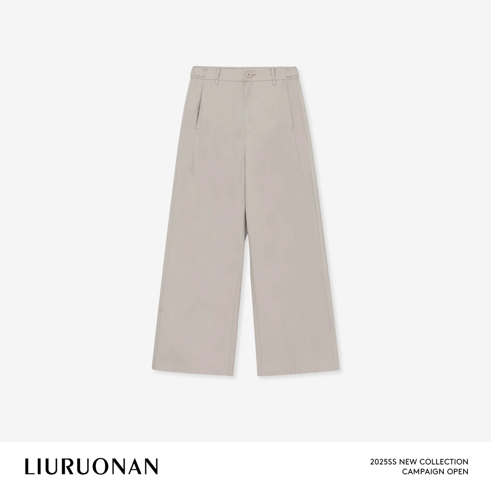 LIURUONAN 25SS【淡人西裤】纯色极简夏季薄款中腰通勤舒适休闲裤女