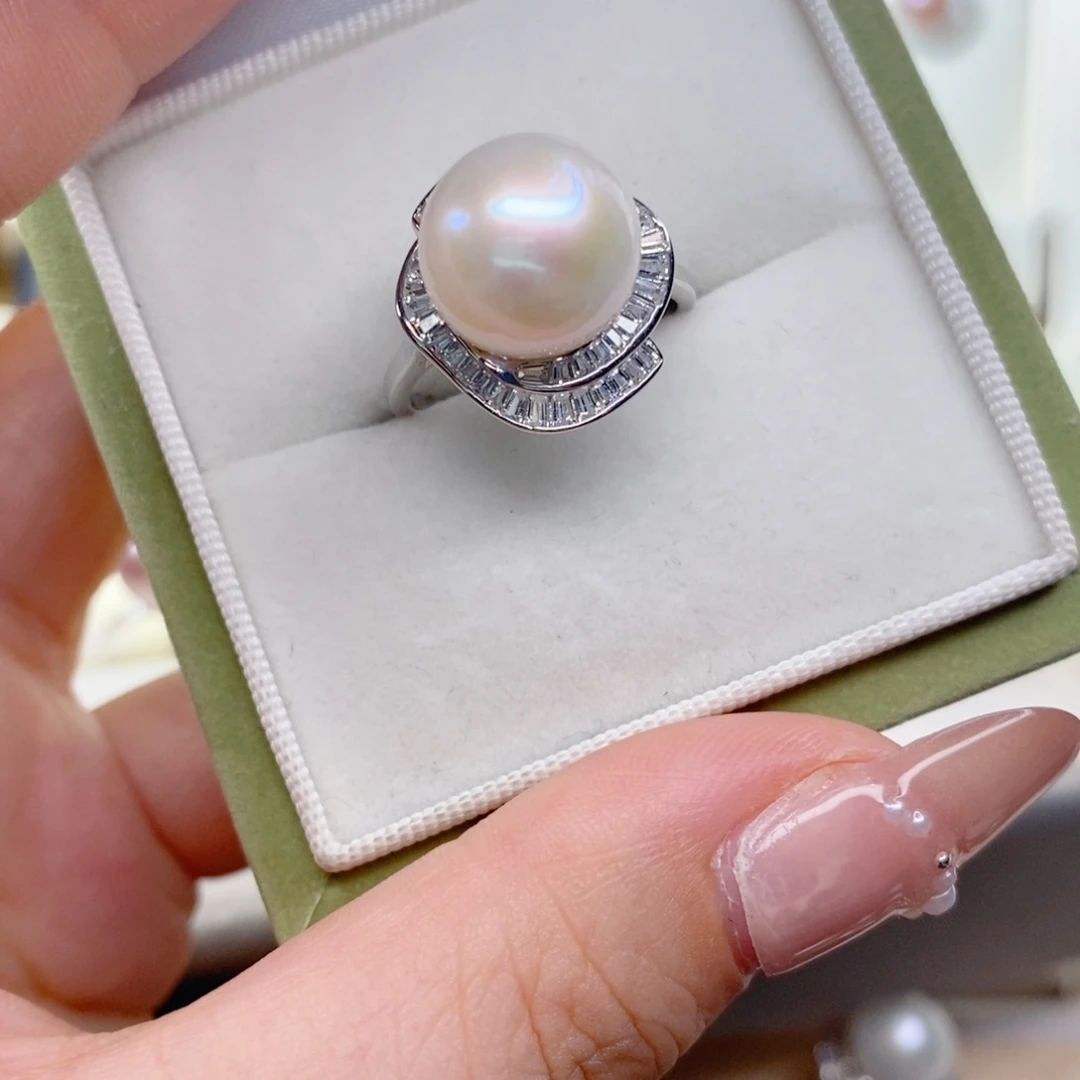 戒指银S925镶嵌淡水珍珠六*