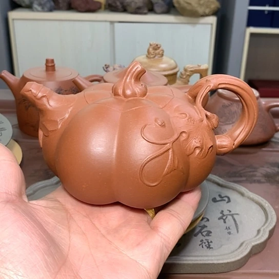 紫砂茶杯全手工制作工艺师作品原矿底槽青紫砂壶容量380