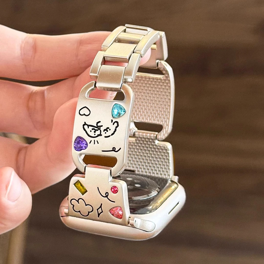 适用小米手环9pro表带8pro腕带小狗彩钻金属红米watch6时尚5配件