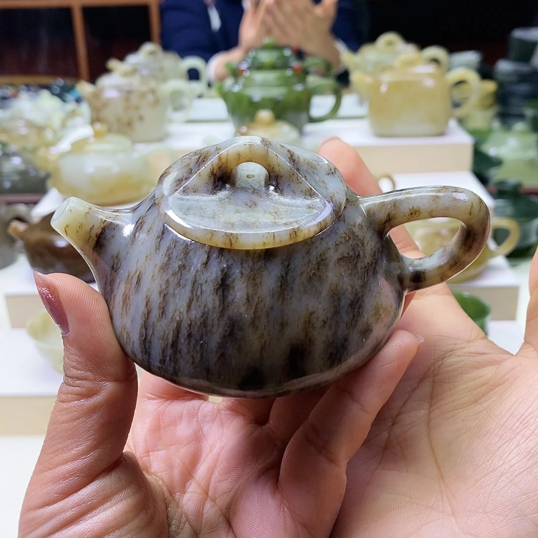和田玉茶壶未镶嵌柠*茶