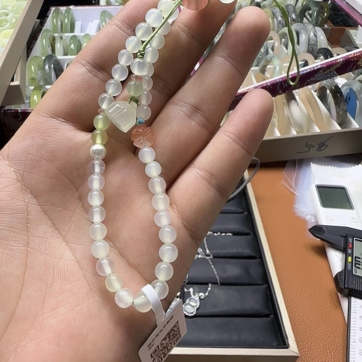合金蛇纹石玉手机链
