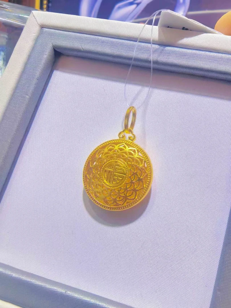 5G足金 八宝罗盘挂坠颈饰 古丽兰