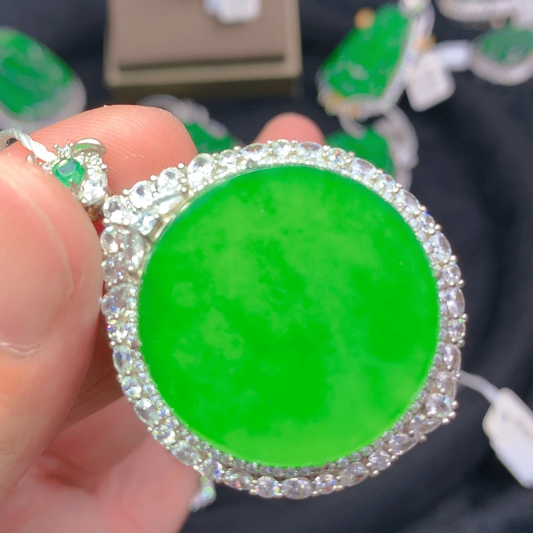 翡翠银S925镶嵌吊坠(不含链)吊坠