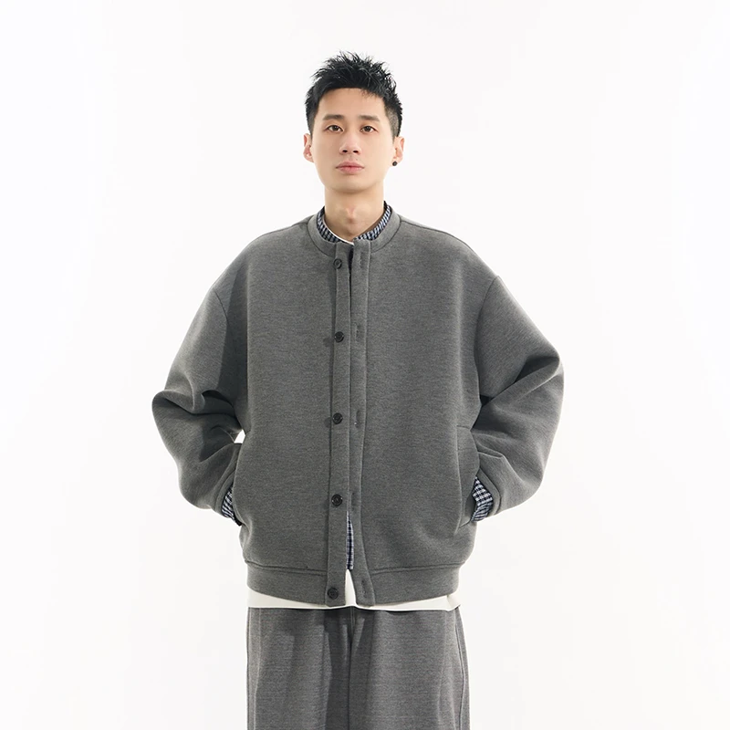 春季新款假两件外套简约高级感男装休闲百搭设计男女同款外套6126