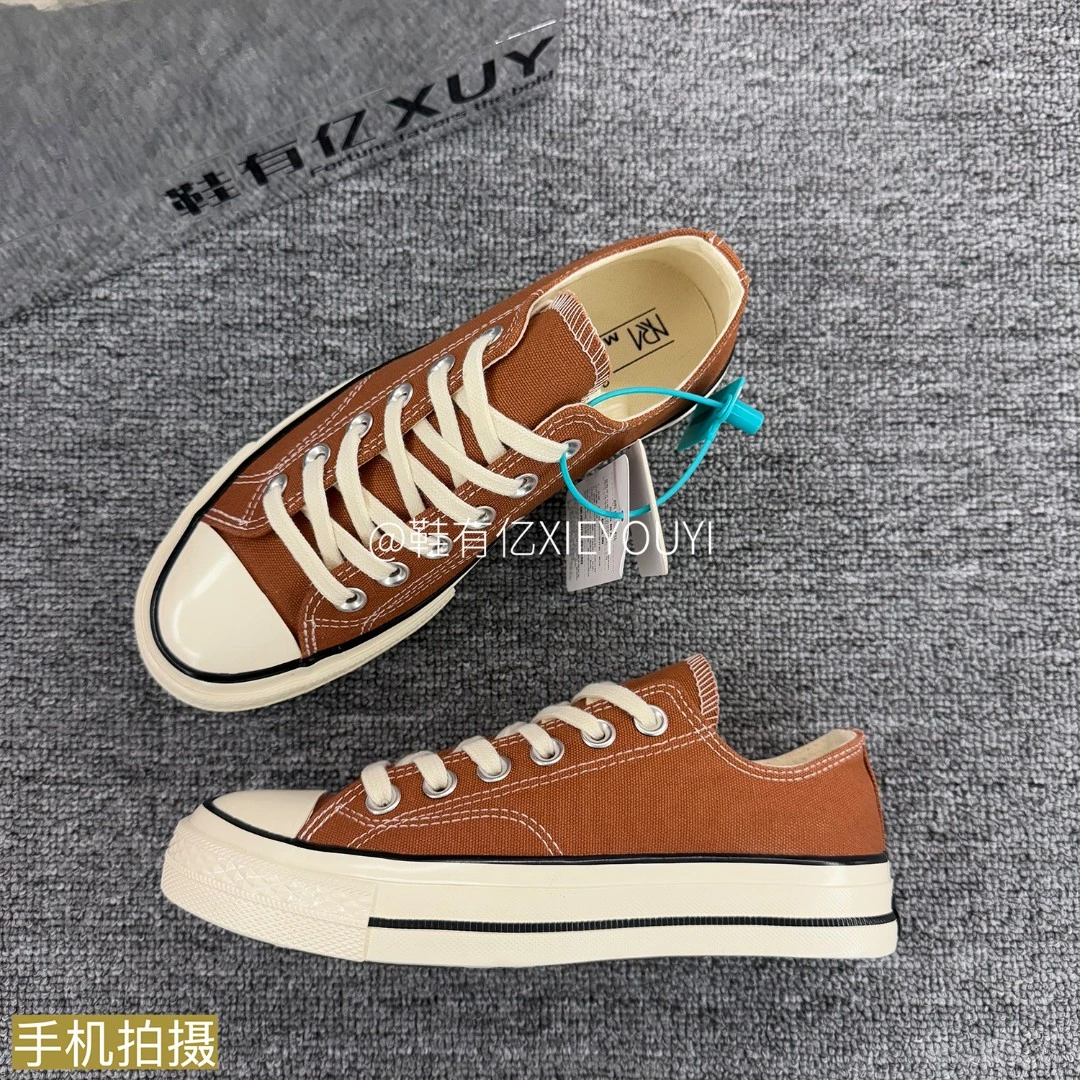 鞋有亿 焦糖色1970s低帮帆布鞋男女2025秋季新款休闲鞋子厚底板鞋