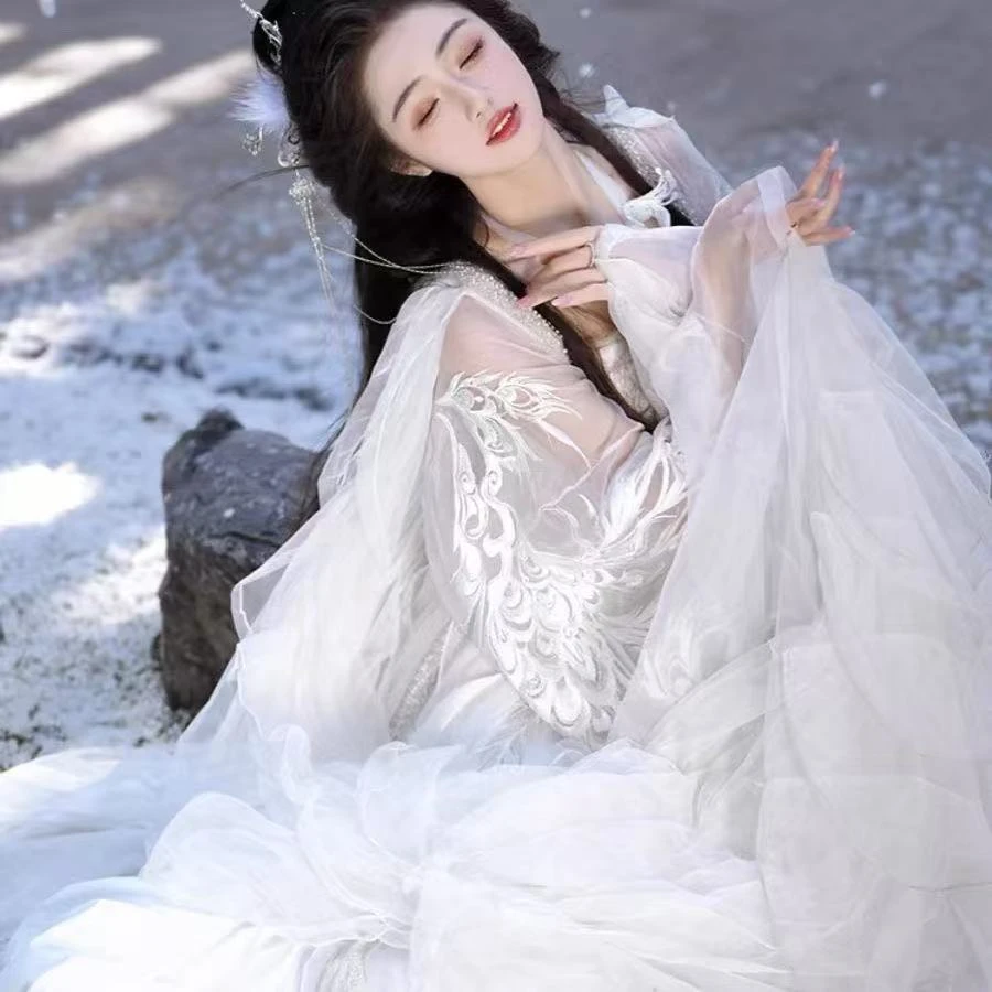 【白孔雀】神话系列重工刺绣诃子裙大袖衫汉服女
