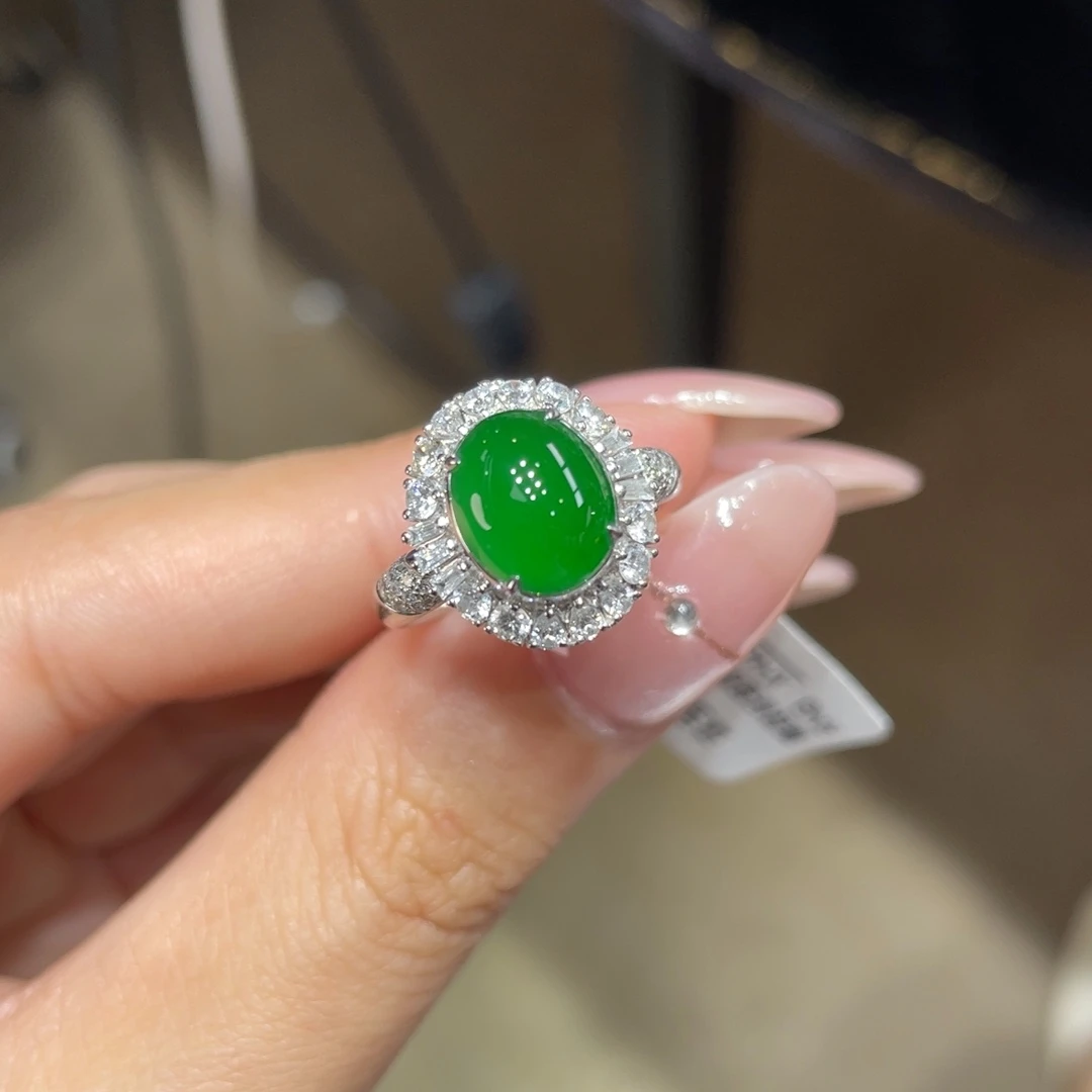 翡翠颈饰18K金镶嵌天然缅甸翡翠a货