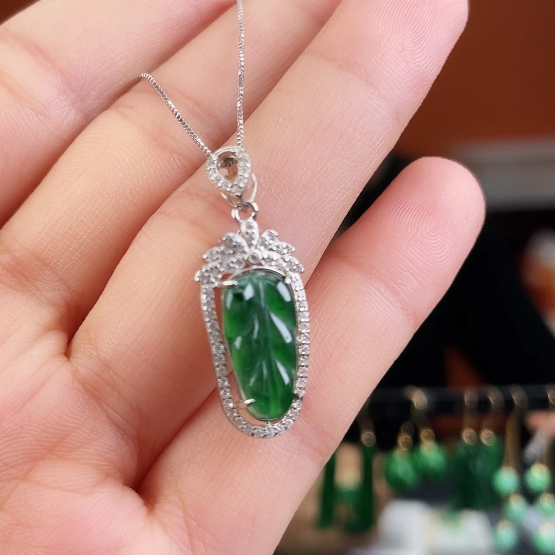 翡翠银S925镶嵌耳饰