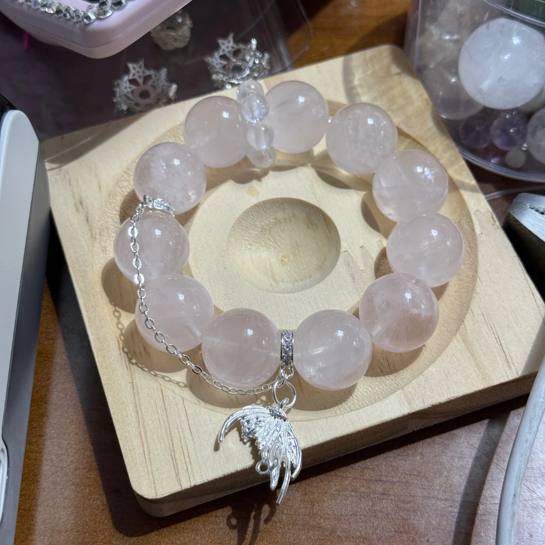 「拍两单79*2」4618  冰橘粉16mm 水晶手串多样性发其一