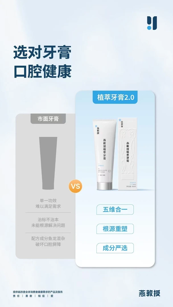 燕教授植萃牙膏：小口腔大健康