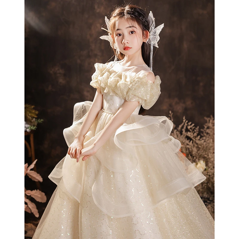 走秀礼服2025春季新款女童主持人时尚公主裙女孩钢琴演奏演出服童