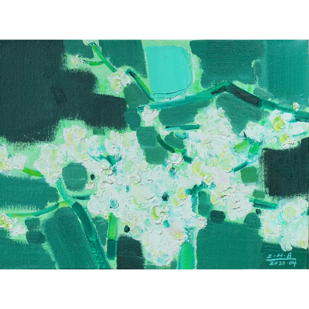1852，翟海滨《繁花.绿调》，规格：30cm×40cm