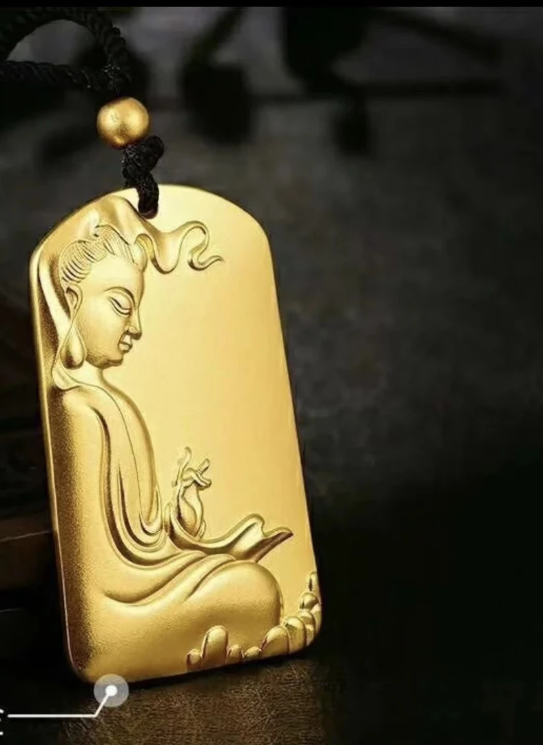 嘉盈珠宝 足金999古法传承经典百搭侧身观音吊坠