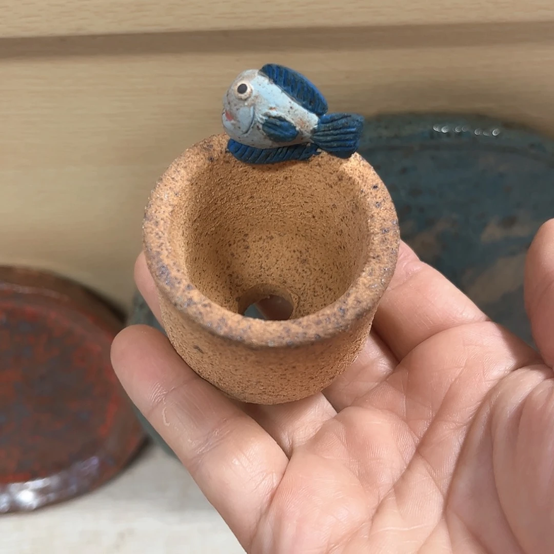 泥塑古镇炻陶花盆