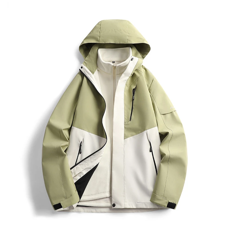 骆驼联名EAMI新款户外冲锋衣男三合一外套加绒加厚水貂绒内胆高品