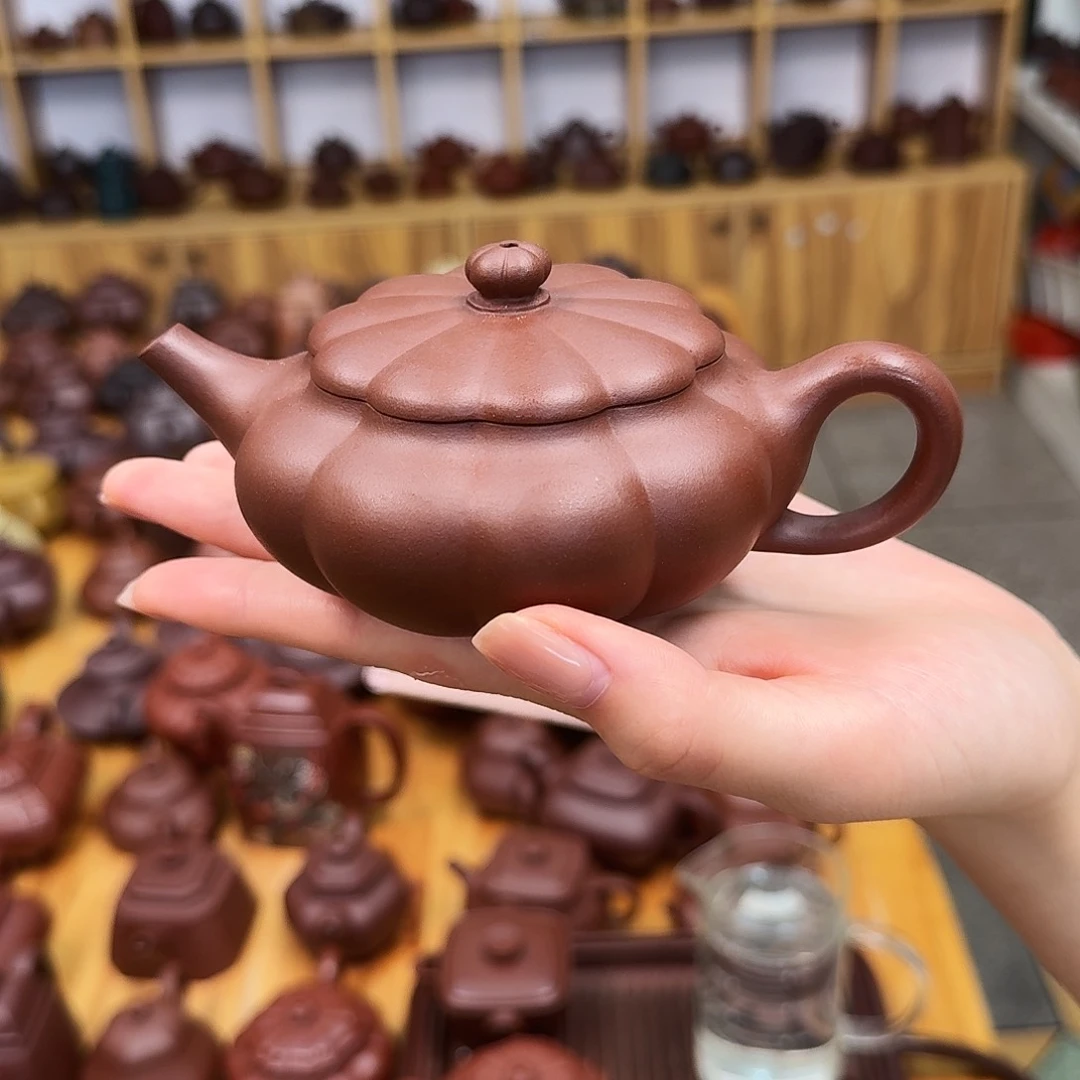 茶壶紫砂紫砂壶筋纹扁晨200cc