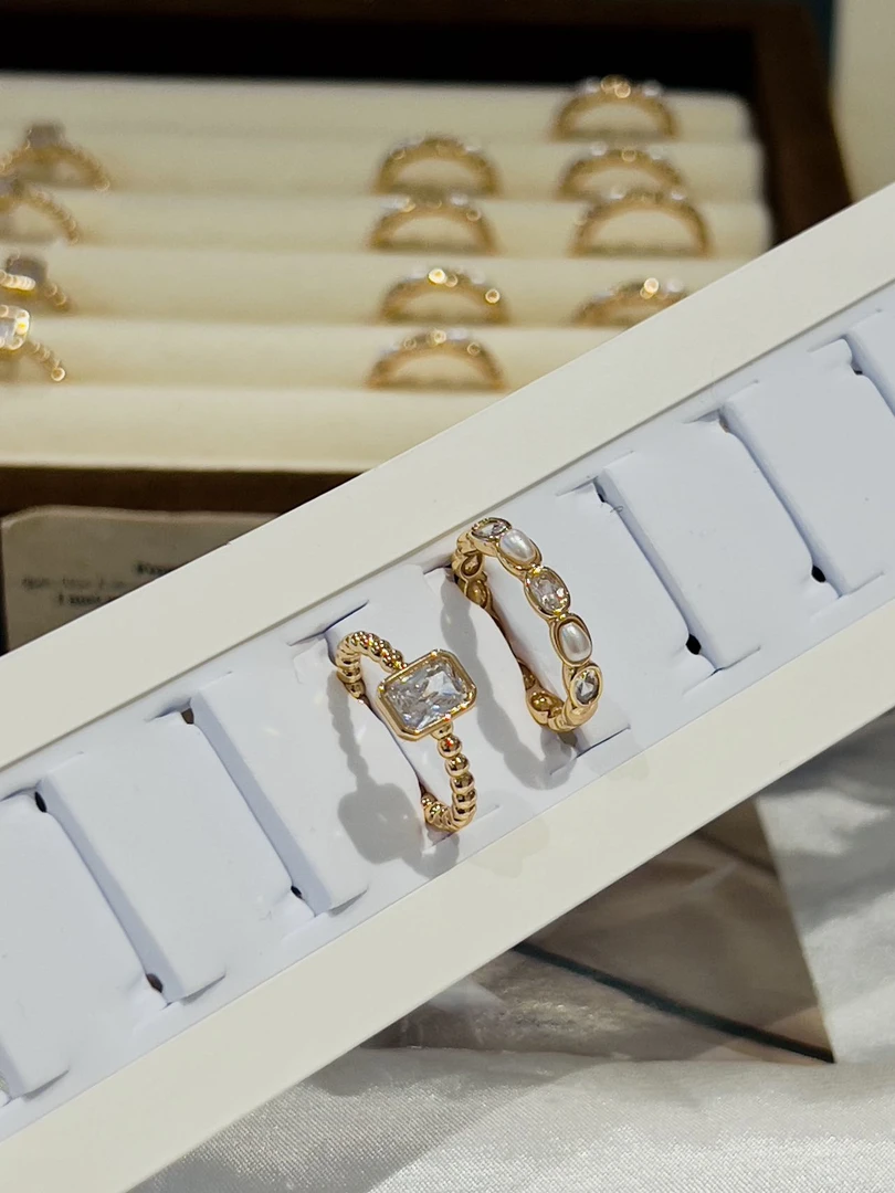 铜合金锆石戒指 铜合金073开口法式戒指拍一发二