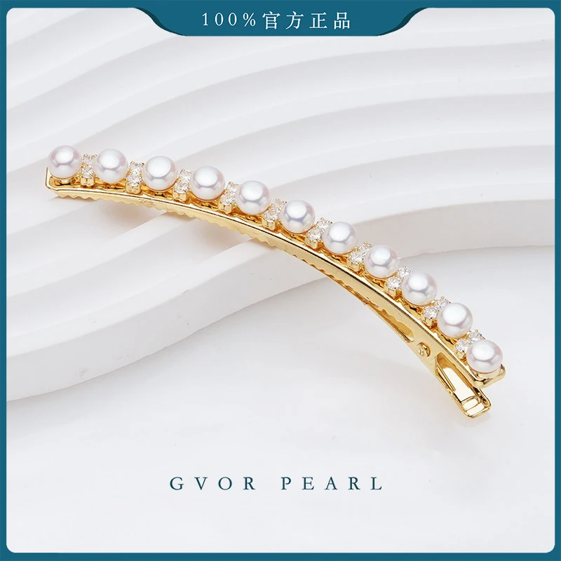 【珍珠奶奶推荐】淡水无核多珠白珍珠发夹 5-6MM BY285