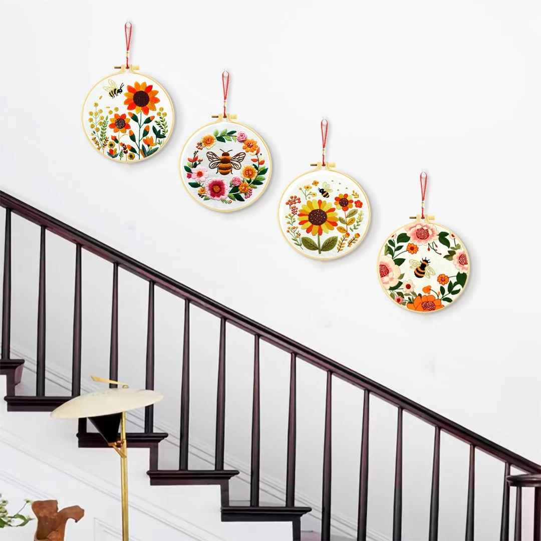 爱阁刺绣十字绣向日葵蜜蜂合集新款仿真国风花卉绣客厅装饰手工绣
