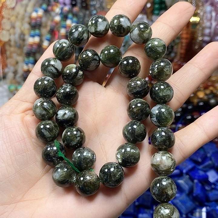 未镶嵌玛瑙/玉髓珠宝半成品绿云母卡12mm