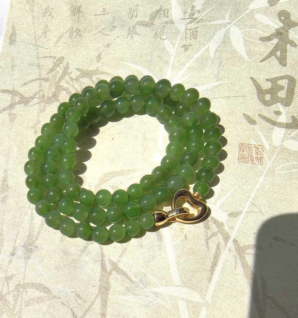 和田玉碧玉苹果绿项链气质百搭绿色时尚