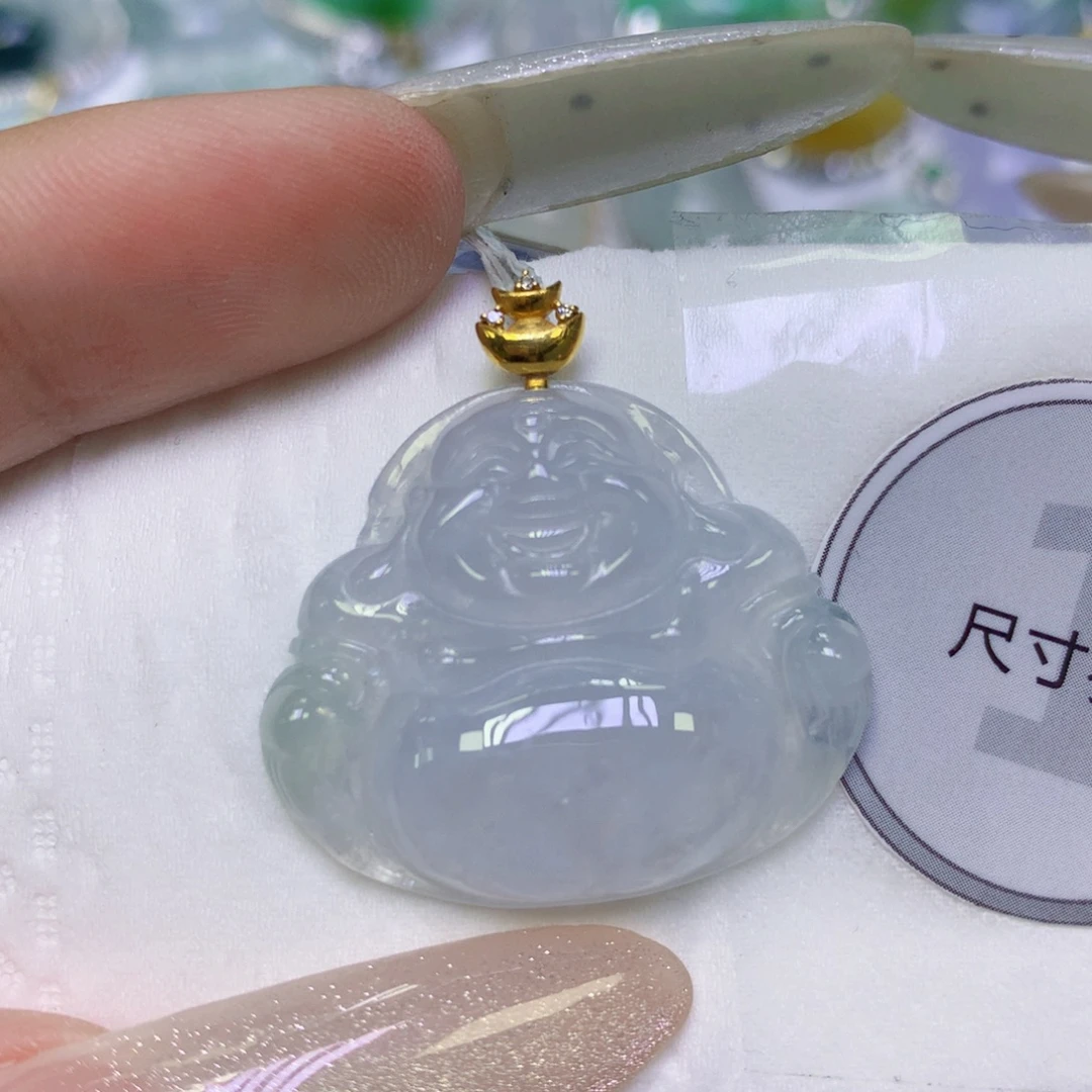 翡翠18K金镶嵌颈饰缅甸天然翡翠