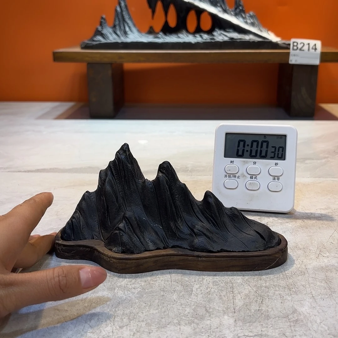 茶宠竹*灵璧石奇石摆件