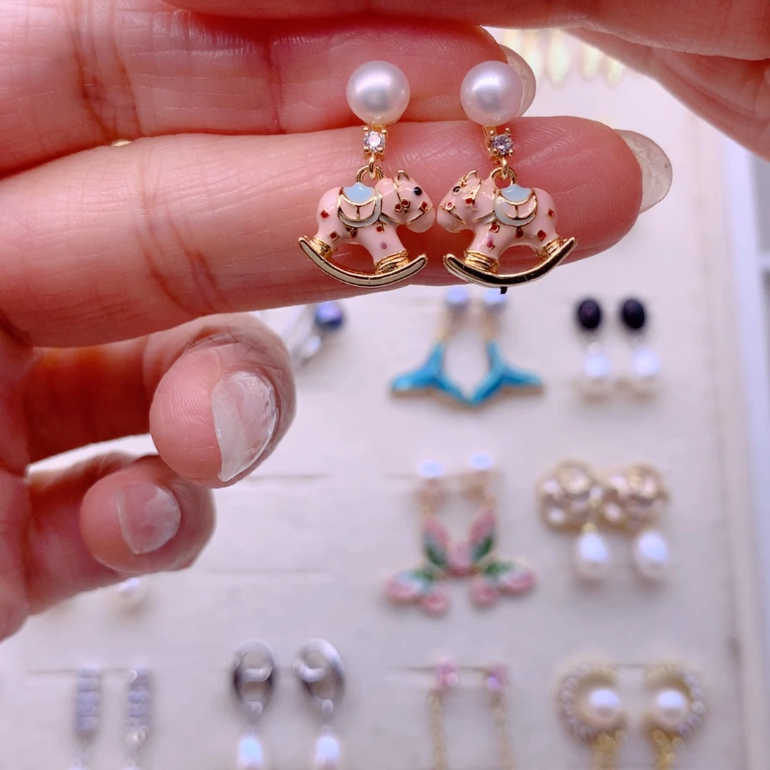 耳饰合金淡水珍珠