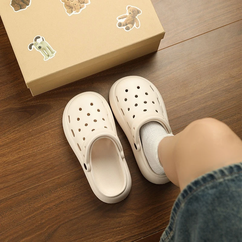 洞洞鞋女夏季外穿2025新款爆款时尚简约厚底防滑沙滩包头凉拖鞋女