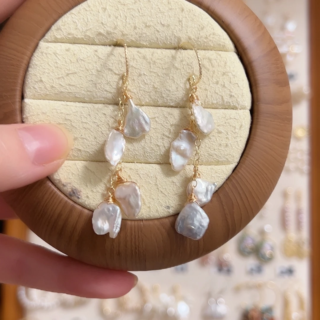 银S925镶嵌淡水珍珠耳饰