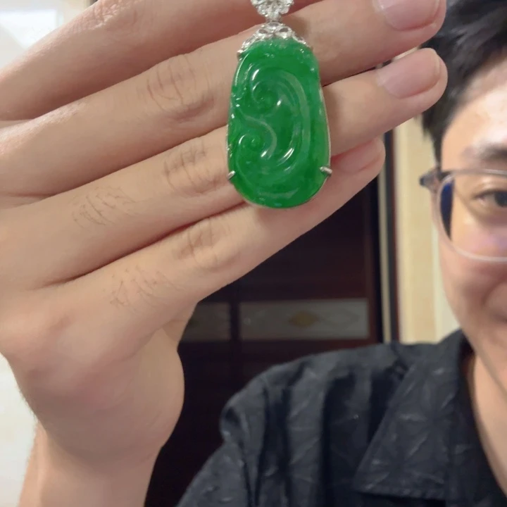 翡翠银S925镶嵌颈饰吊坠