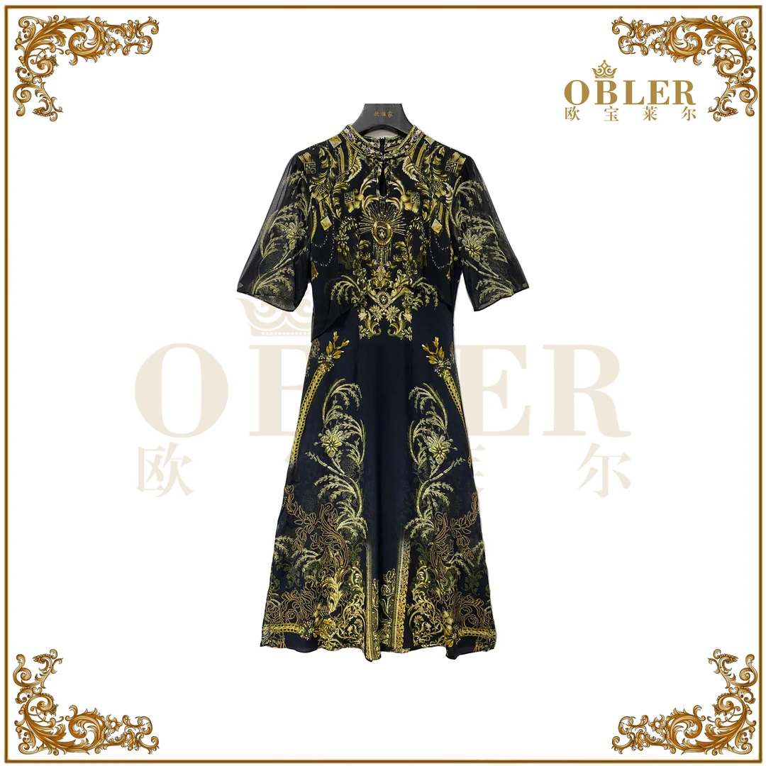 OBLE2025新款时尚气质优雅连衣裙114-24156