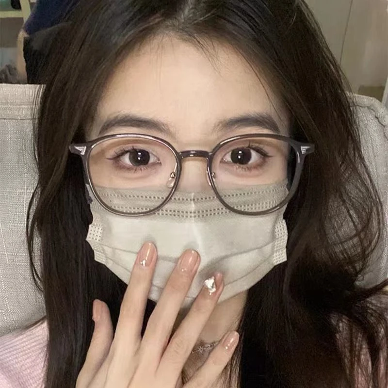 网红冷茶色温柔小众学生近视眼镜女可配度数素颜时尚百搭平光镜