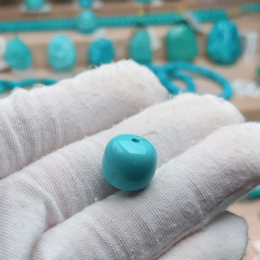 孙***安未镶嵌绿松石珠宝奇石12mm