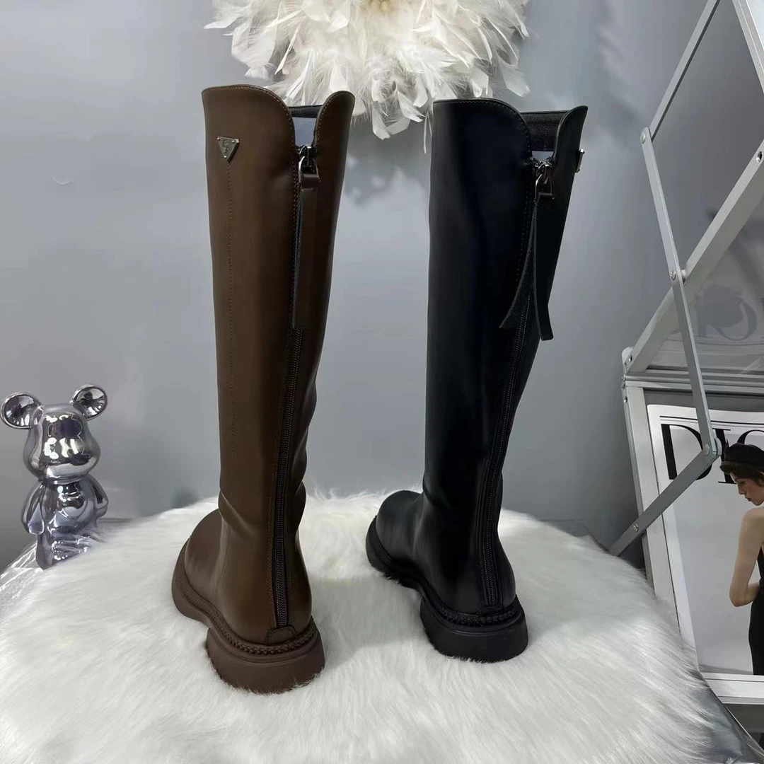 时装靴黑色靴子长靴百搭秋冬长筒时尚英伦风加绒韩版加肥大码长靴