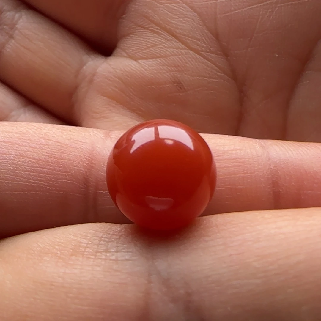 安***落南红玛瑙圆珠12.1未镶嵌皮裂 白纹