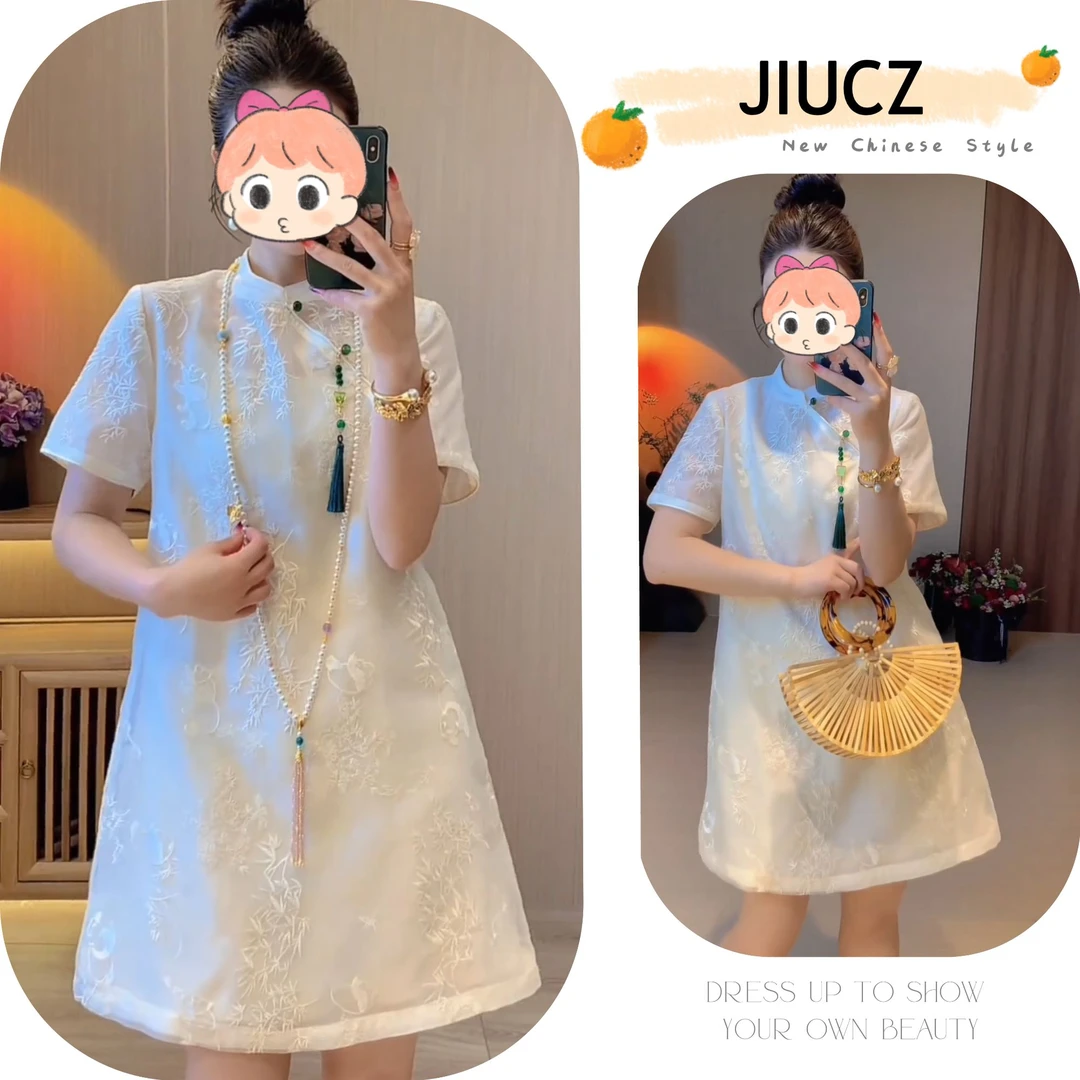 2025夏季新款新中式时尚洋气复古中国风气质连衣裙U0158