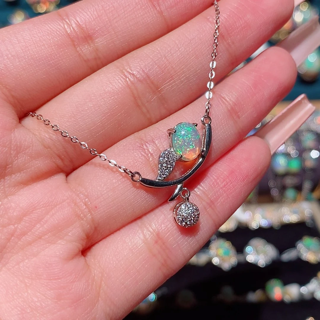 欧泊银S925镶嵌项链