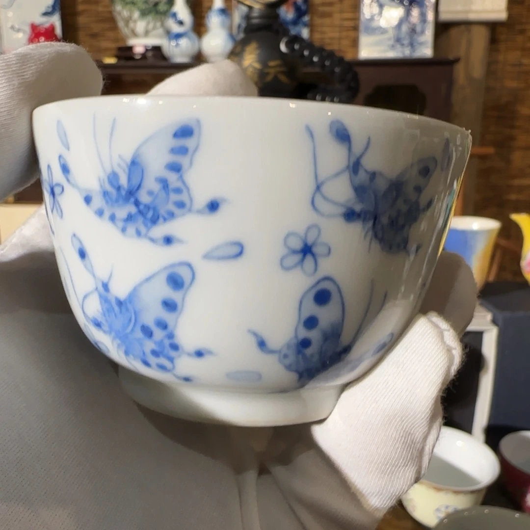 瓷蝴蝶主人杯青花