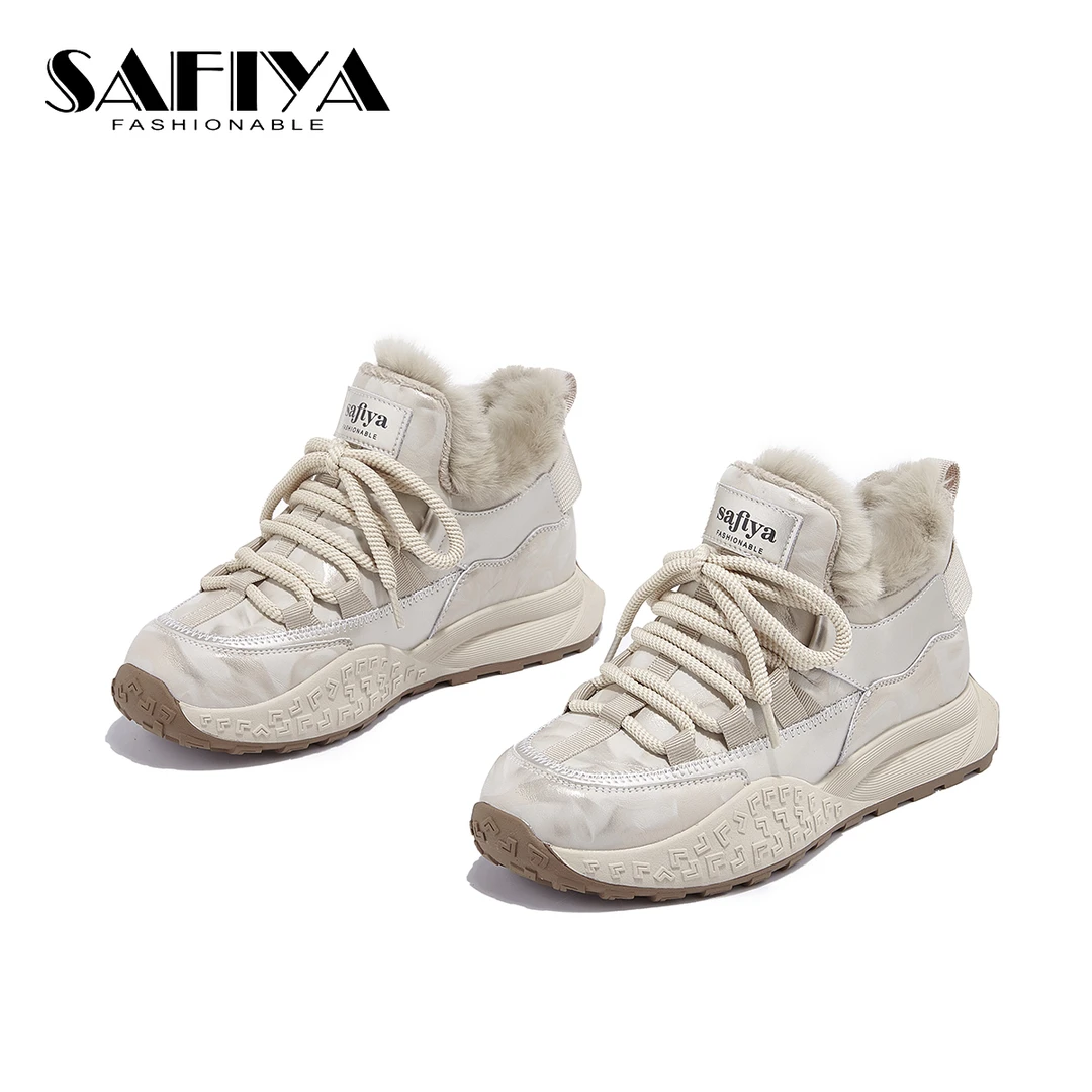 索菲娅Safiya2025冬季新款保暖抗寒百搭时尚小高帮女鞋SFD4118B48