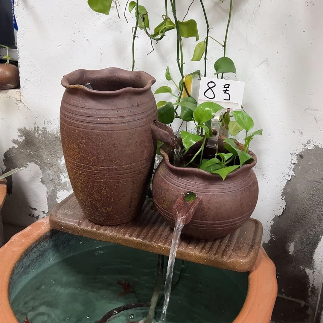 紫砂花盆流水罐带6瓦泵软管