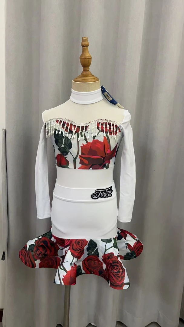 孤品拉丁舞服牡丹花款120码