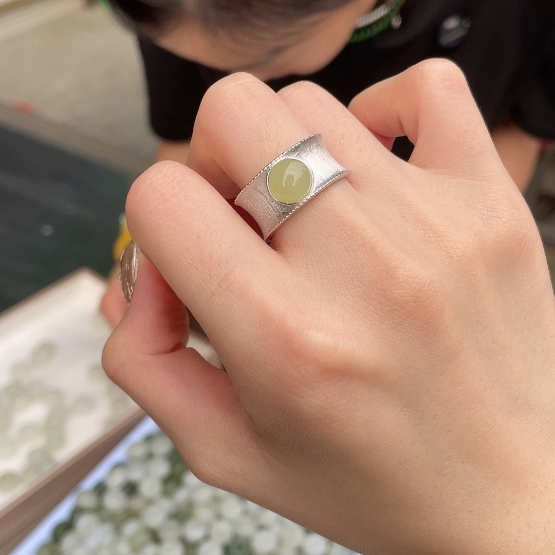 和田玉戒指银S925镶嵌多样性拍一发一sm