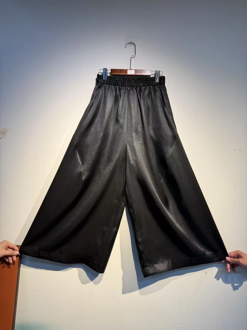 【翰墨飘零】桑蚕丝香云纱重锻宽松夏季阔腿裤3335