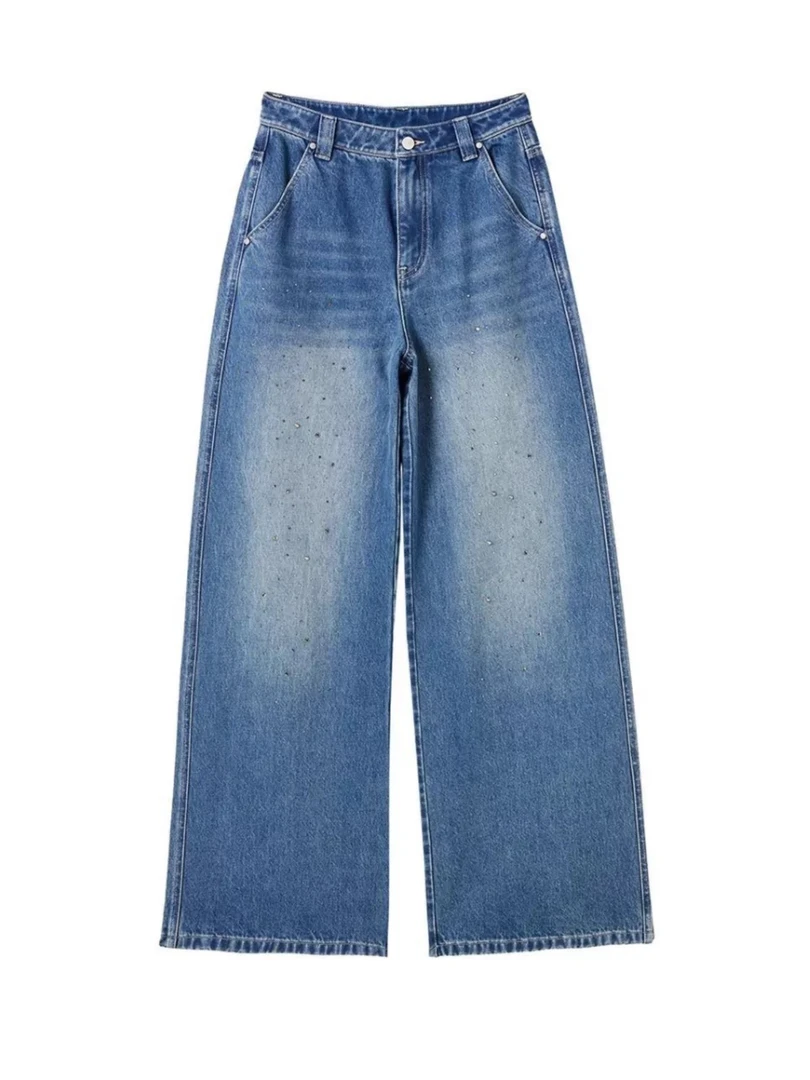 女士高腰阔腿牛仔裤