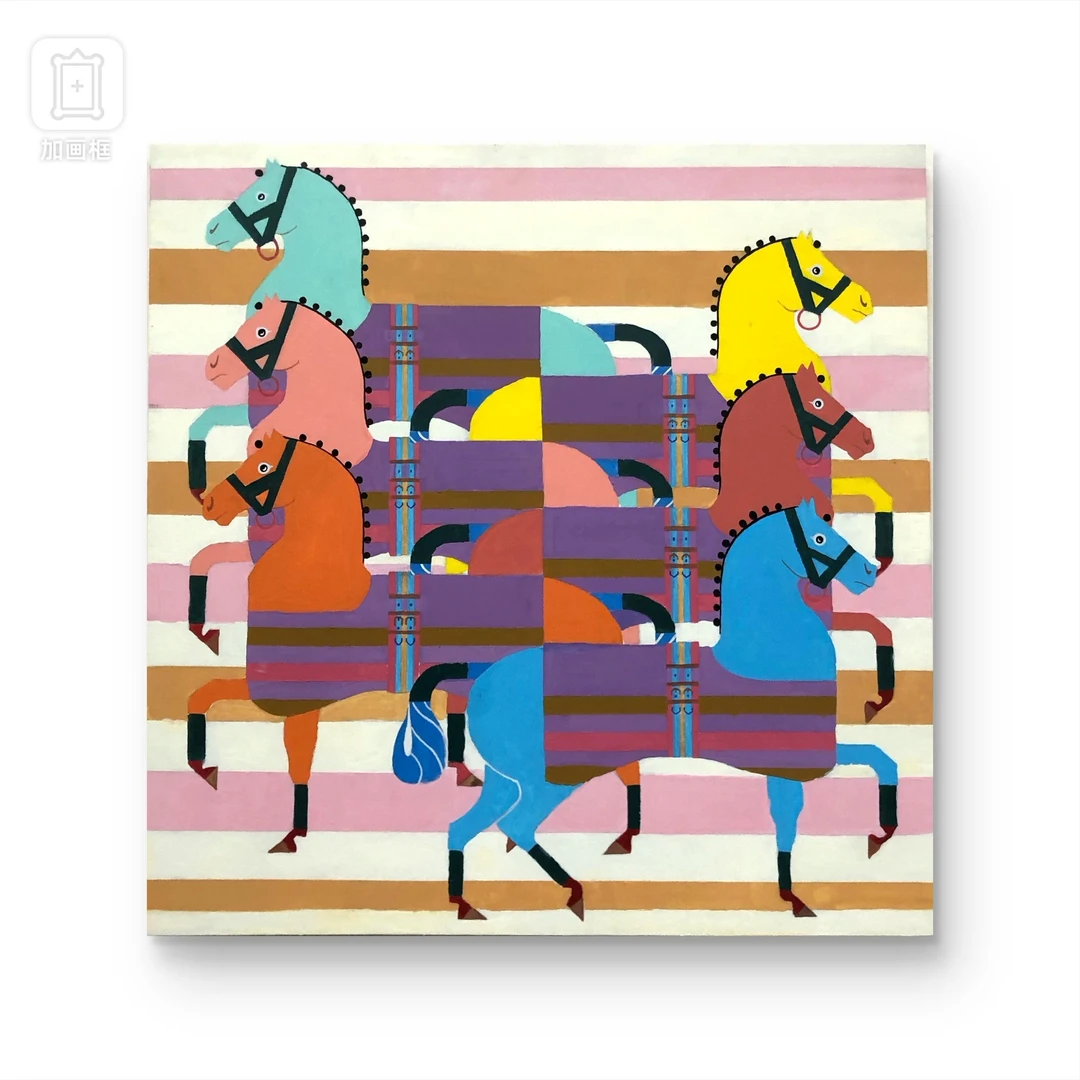 【梦幻马队】手绘挂画  “90*90” No.1517 客厅玄关纯手绘装饰画