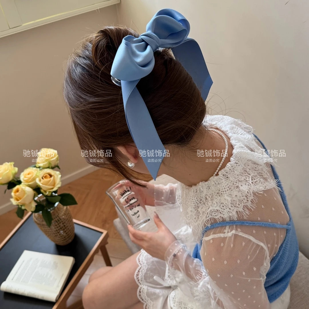 韩风少女～芭蕾织带蝴蝶结鸭嘴夹甜美减龄后脑勺温柔发饰ins风发卡